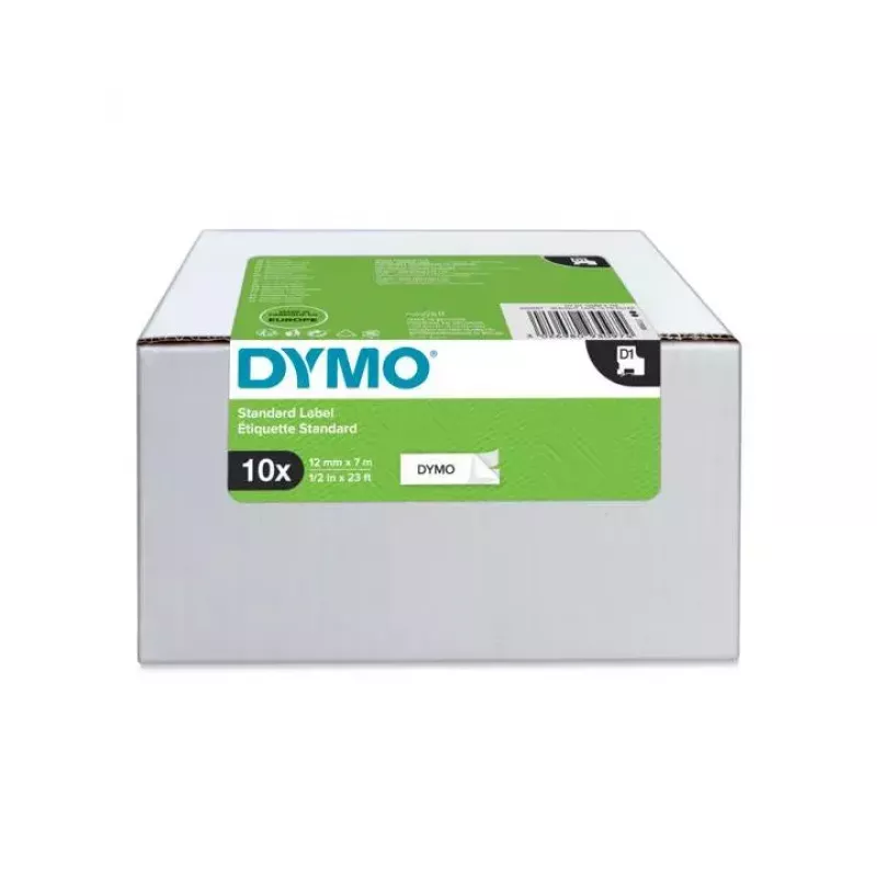 DYMO Authentic D1 Labels | Black Print on White | 12mm x 7m | Self-Adhesive Labels for LabelManager Label Printers | 10 Count