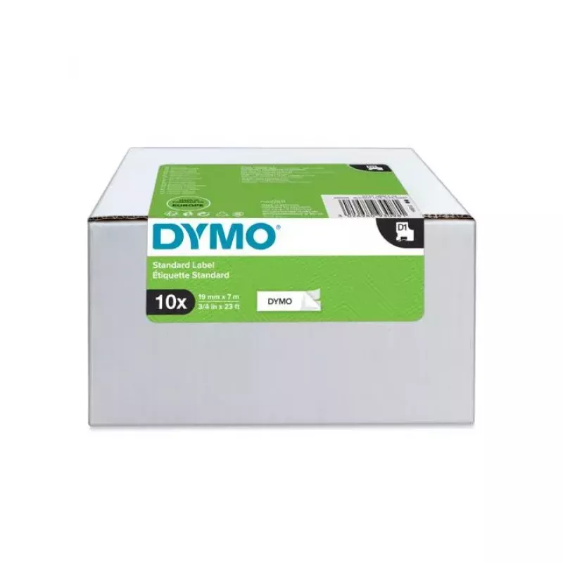 DYMO Authentic D1 Labels | Black Print on White | 19mm x 7m | Self-Adhesive Labels for LabelManager Label Printers | 10 Count