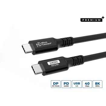 USB Cable Microconnect USB4CC2-240W 2m USB4 Gen 3x2 40 Gbit/s Black
