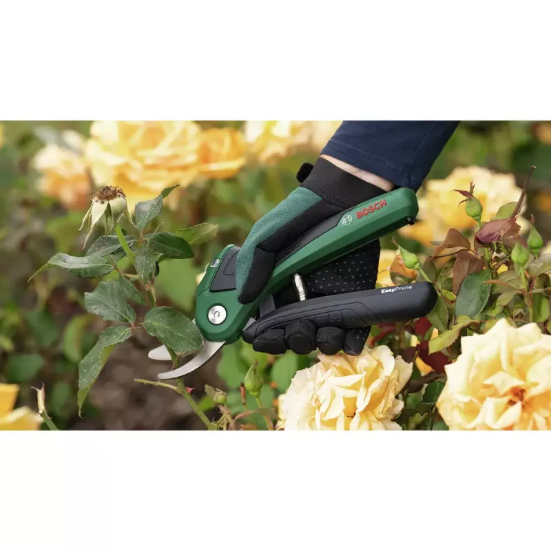 Pruning shears Bosch EasyPrune bypass, stainless steel blade, 2.5 cm cutting capacity, rechargeable 5.4 Wh battery, safety lock