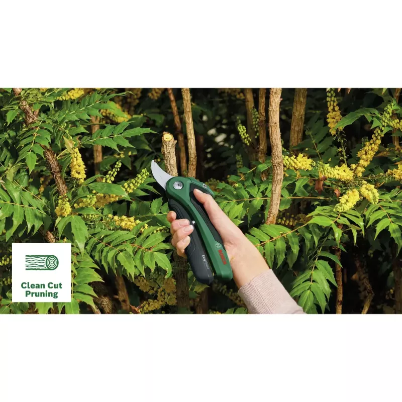 Pruning shears Bosch EasyPrune bypass, stainless steel blade, 2.5 cm cutting capacity, rechargeable 5.4 Wh battery, safety lock