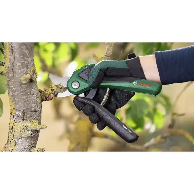 Pruning shears Bosch EasyPrune bypass, stainless steel blade, 2.5 cm cutting capacity, rechargeable 5.4 Wh battery, safety lock