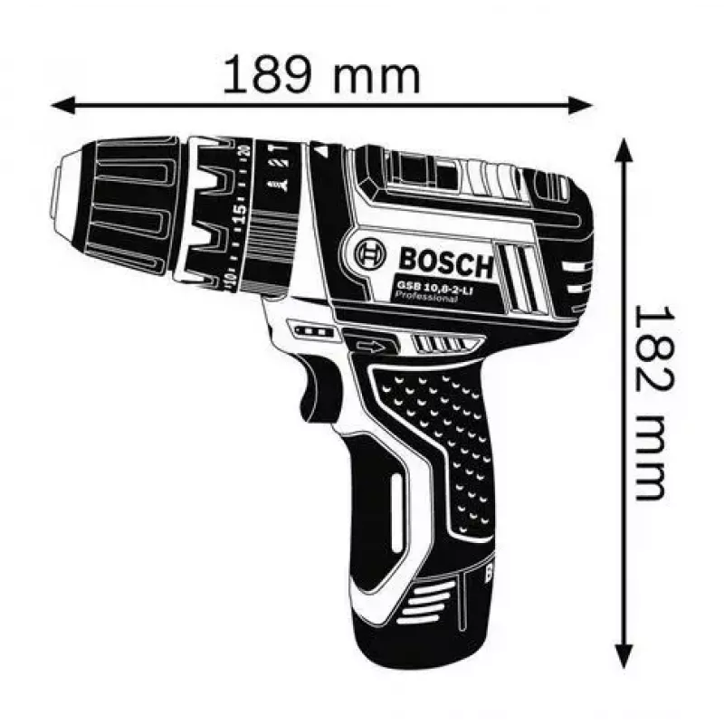 Bosch GSB 10,8-2-LI Professional Keyless Black, Blue, Red