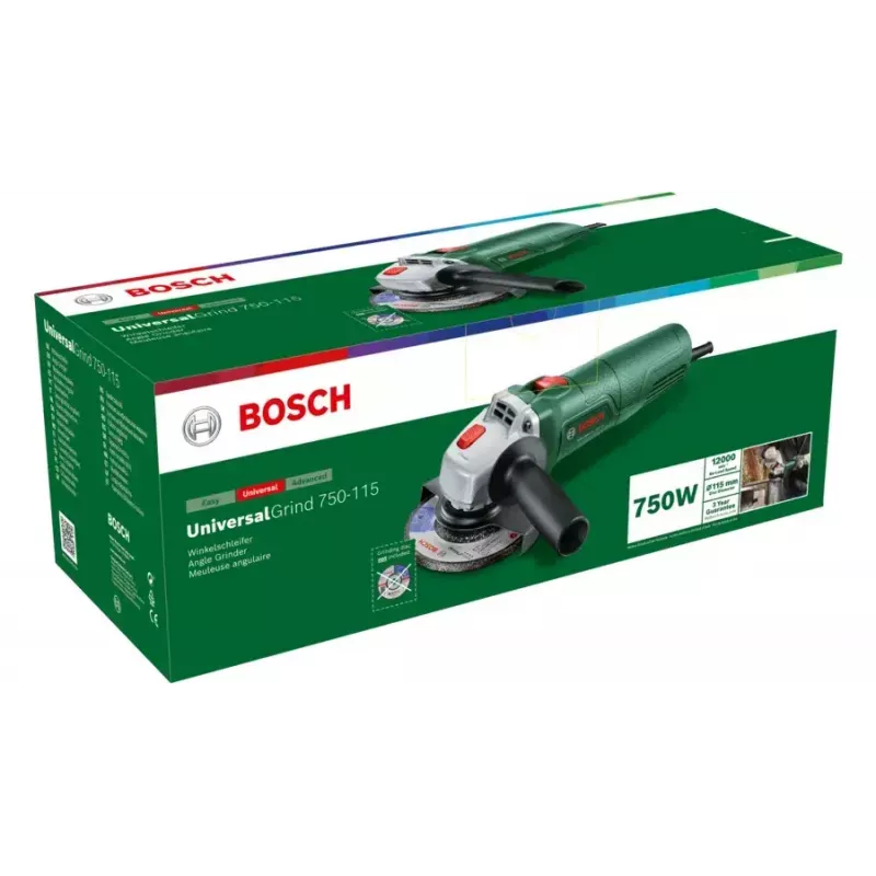 Bosch UniversalGrind 750-115 06033E2000 angle grinder, 750 W, green/black