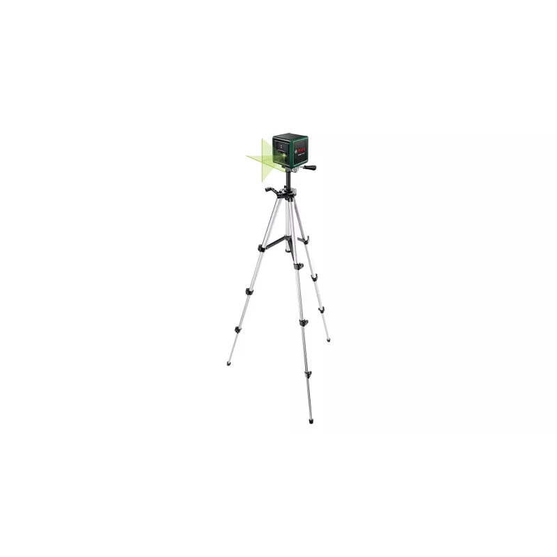 Laser level Bosch Quigo Green with tripod 1.1 m — compact cross-line laser set