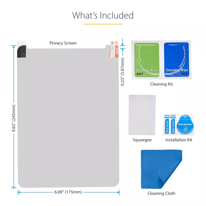 StarTech.com 4-Way Privacy Screen For 11-inch iPad Pro, For Portrait/Landscape Orientations, Touch-Enabled, +/- 30 Deg. View, Blocks up to 51% Blue Light, Anti-Glare
