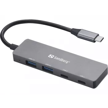 Sandberg USB-C to 2xUSB-A + 2xUSB-C Hub Grey Aluminium
