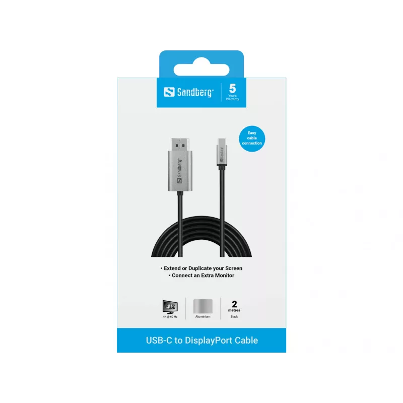 Sandberg USB-C to DisplayPort Cable 2M USB Type-C DisplayPort 2m