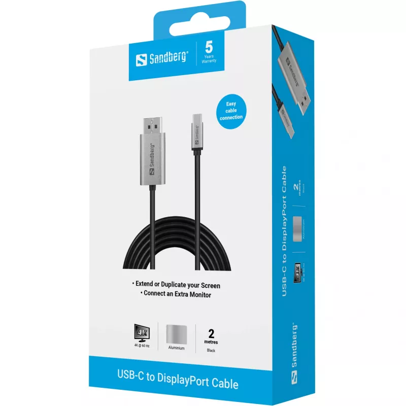 Sandberg USB-C to DisplayPort Cable 2M USB Type-C DisplayPort 2m