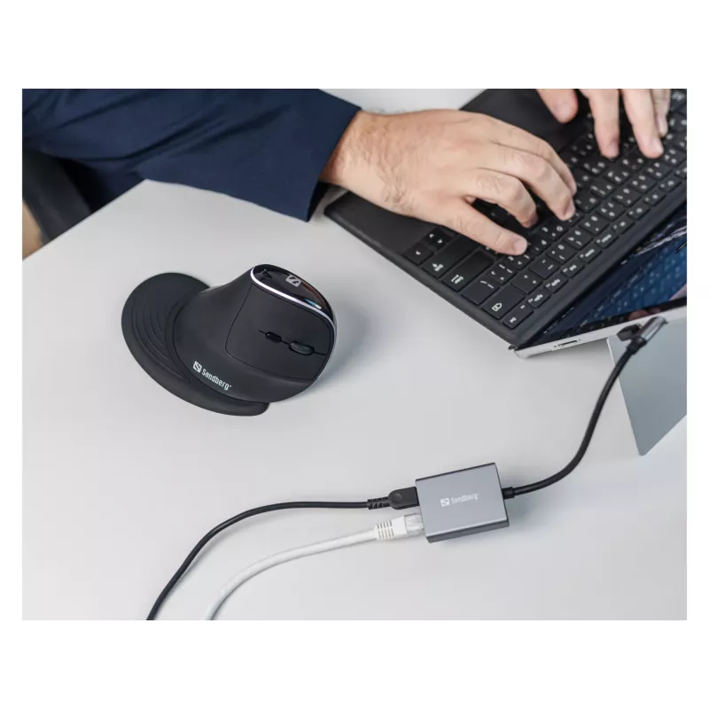 Sandberg USB-C Gigabit Adapter PD100W USB Type-C RJ-45 1 Gbit/s Grey