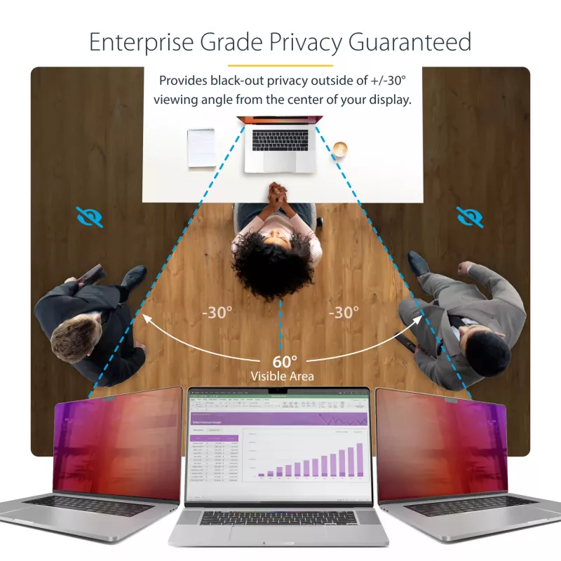 StarTech.com 14-inch MacBook Pro 21/23 Privacy Screen, Gold Filter w/Enhanced Privacy, Computer Security Shield, Double-Sided Screen Protector, +/- 30 Deg.