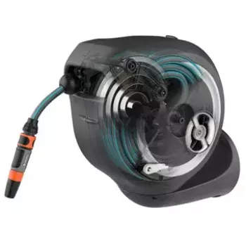 Wall-mounted reel Gardena RollUp Automatic Black Grey