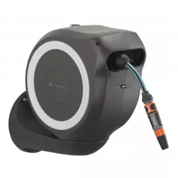 Wall-mounted reel Gardena RollUp Automatic Black Grey