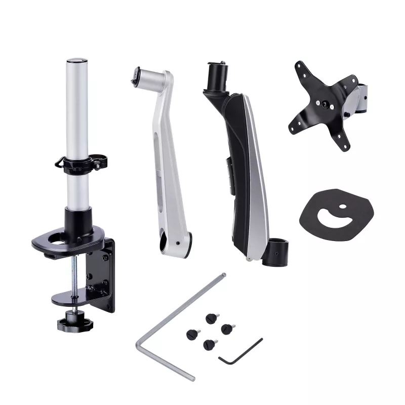 StarTech.com Monitor Desk Mount For 27in 16:9 or 30in 21:9 Ultrawide Screens, VESA 75x75/100x100, Tool-Less Arm Adjustments, C-Clamp/Grommet, Spring-Assisted Arm