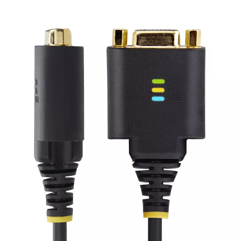 StarTech.com 1ft (30cm) USB to Null Modem Serial Adapter Cable, COM Retention, FTDI, USB-A to DB9 RS232, Interchangeable DB9 Nuts/Screws, Windows/macOS/Linux