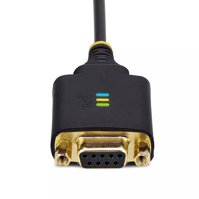 StarTech.com 1ft (30cm) USB to Null Modem Serial Adapter Cable, COM Retention, FTDI, USB-A to DB9 RS232, Interchangeable DB9 Nuts/Screws, Windows/macOS/Linux