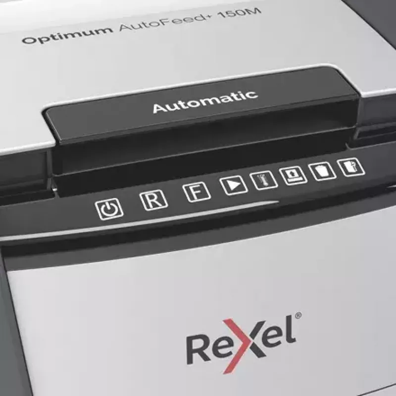 Rexel Optimum AutoFeed+ 150M paper shredder Micro-cut shredding 55 dB 22 cm Black, Grey