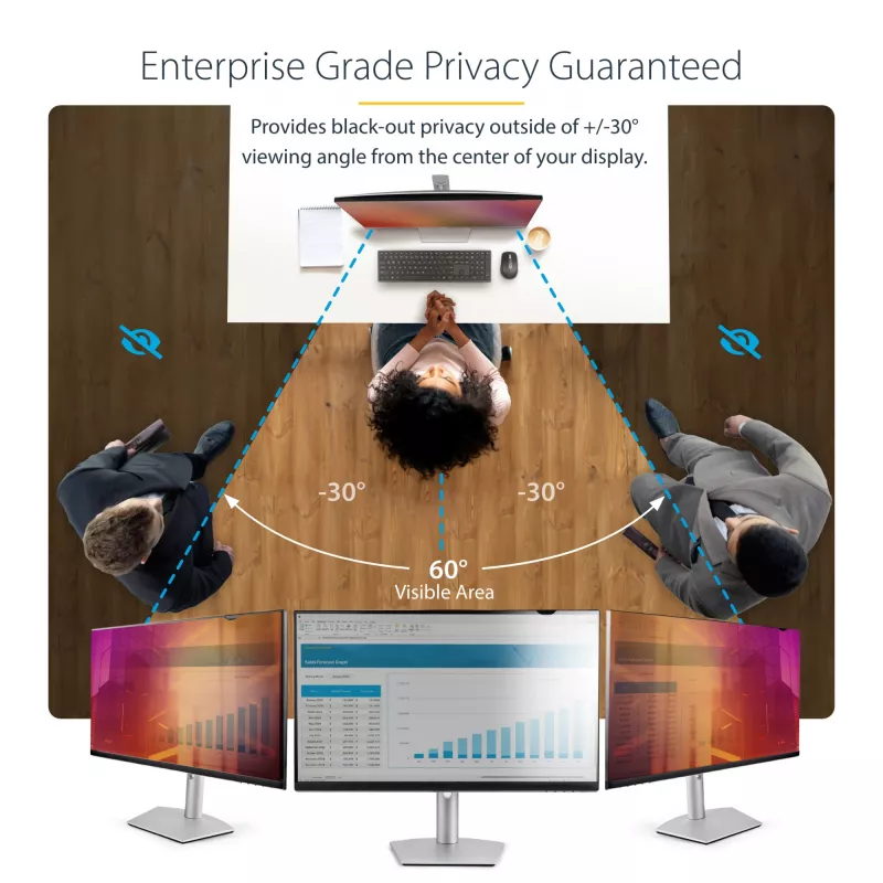 StarTech.com 24-inch 16:9 Gold Monitor Privacy Screen, Reversible Filter w/Enhanced Privacy, Glossy Computer Security Filter, Removable Screen Protector/Shield, +/- 30 Deg.