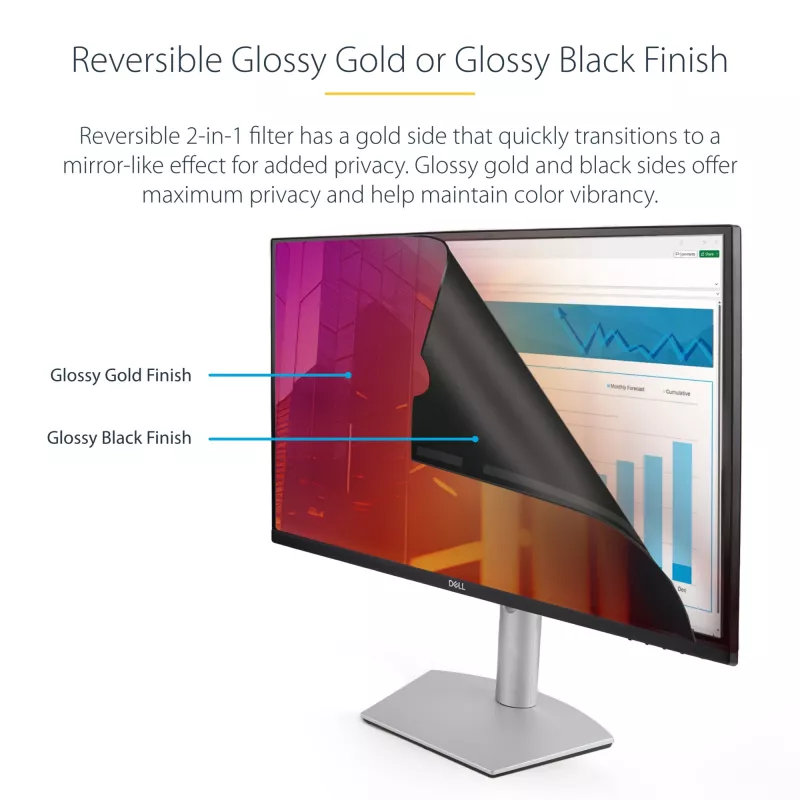 StarTech.com 24-inch 16:9 Gold Monitor Privacy Screen, Reversible Filter w/Enhanced Privacy, Glossy Computer Security Filter, Removable Screen Protector/Shield, +/- 30 Deg.