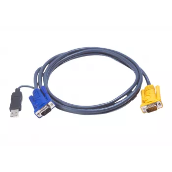ATEN USB KVM Cable 3m, 3 m, VGA, Black, HDB-15 + USB A, SPHD-15, Male