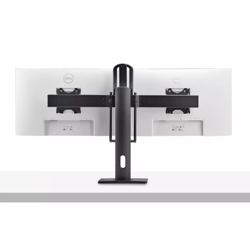 StarTech.com Crossbar Dual Monitor Desk Stand For Double 27-inch Screens, VESA Mount 75x75/100x100, Toolless Height Adjustment, Up To 13.2lb (6kg) Per Display