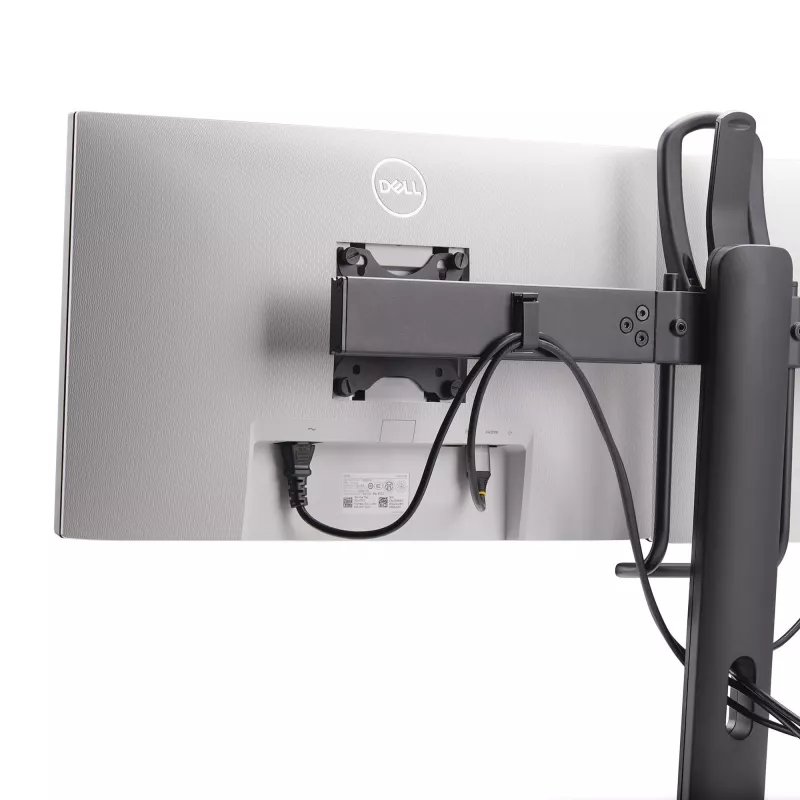 StarTech.com Crossbar Dual Monitor Desk Stand For Double 27-inch Screens, VESA Mount 75x75/100x100, Toolless Height Adjustment, Up To 13.2lb (6kg) Per Display