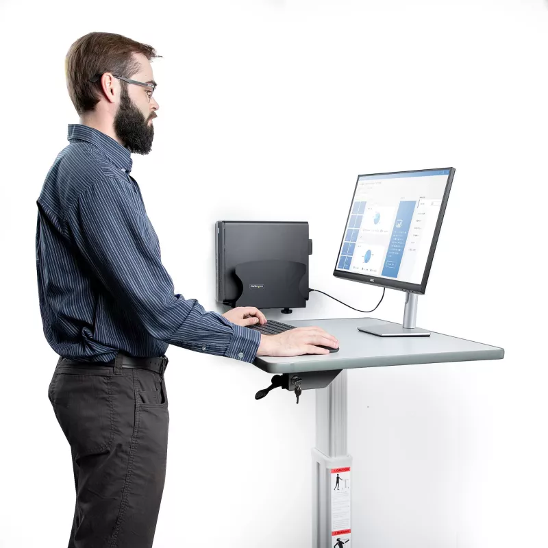 StarTech.com PC Wall Mount Bracket, Supports Desktop Computers Up To 40lb (18kg), Tool-Less Adjustments 1.9-7.8in (50-200mm), Heavy-Duty Wall Mount Shelf/Holder for PC Case/Tower