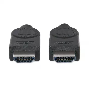 Manhattan HDMI Cable, 1080p@60Hz (High Speed), 10m, Male to Male, Black, Fully Shielded, Gold Plated Contacts, Lifetime Warranty
