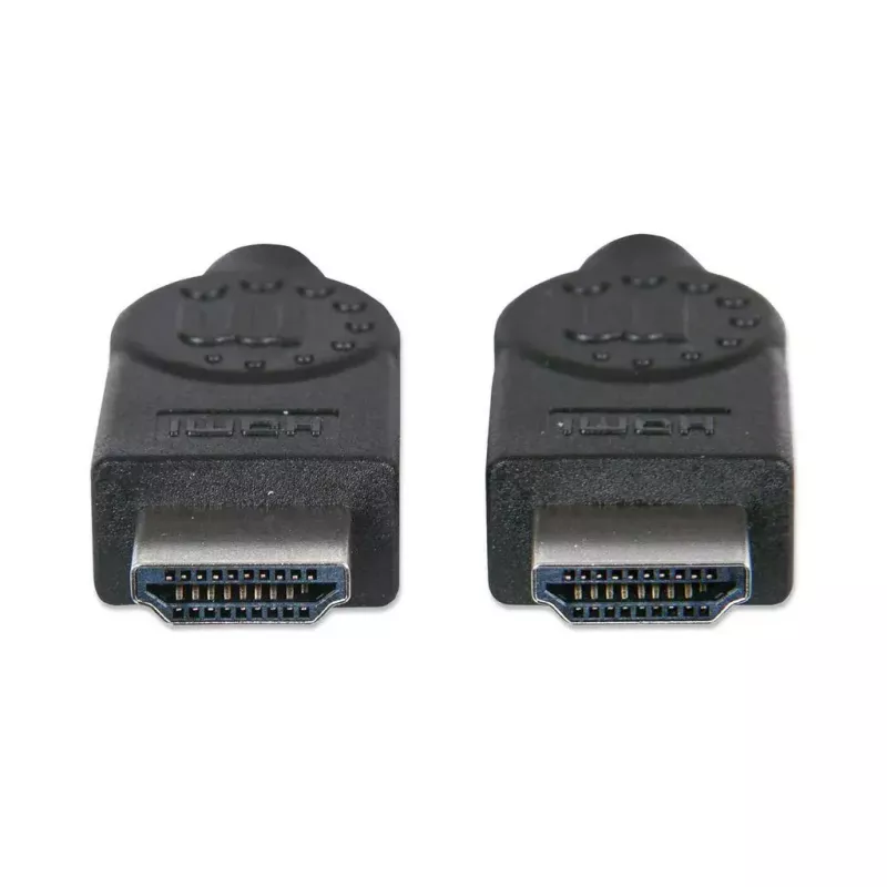 Manhattan HDMI Cable, 1080p@60Hz (High Speed), 10m, Male to Male, Black, Fully Shielded, Gold Plated Contacts, Lifetime Warranty