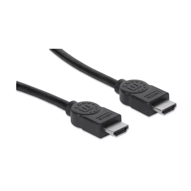 Manhattan HDMI Cable, 1080p@60Hz (High Speed), 10m, Male to Male, Black, Fully Shielded, Gold Plated Contacts, Lifetime Warranty