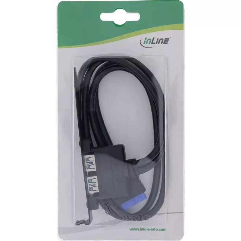 InLine Slot Bracket 2x USB 3.0 A female / internal mainboard plug 0.5m