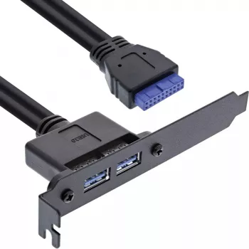 InLine Slot Bracket 2x USB 3.0 A female / internal mainboard plug 0.5m