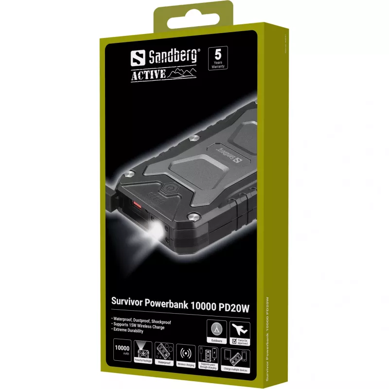 Portable Power Bank Sandberg Survivor 10000 PD20W, 10000 mAh