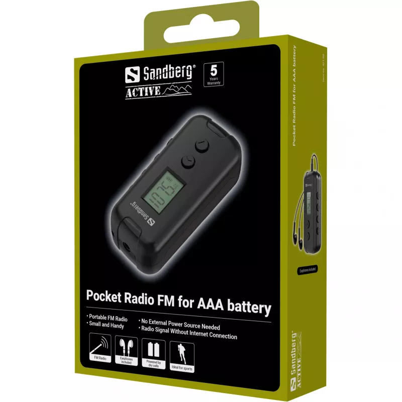 Portable Radio Sandberg 421-00 FM 76-109 MHz Black