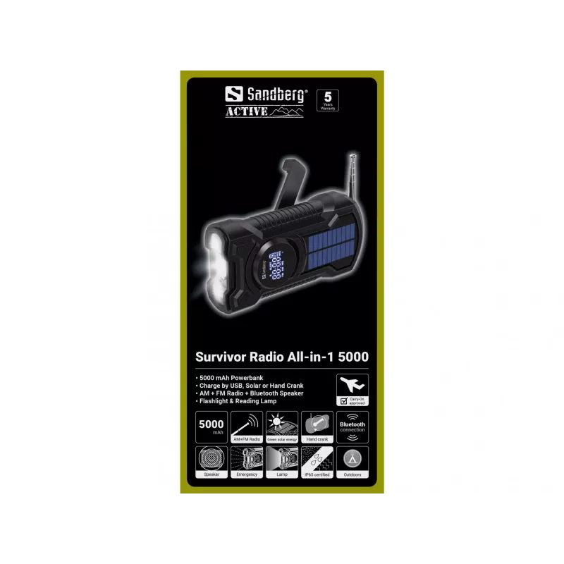 Portable Radio Sandberg Survivor Radio All-in-1 5000 AM FM 5000mAh