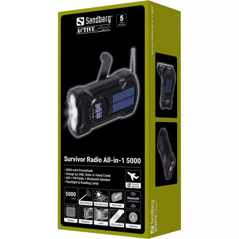 Portable Radio Sandberg Survivor Radio All-in-1 5000 AM FM 5000mAh