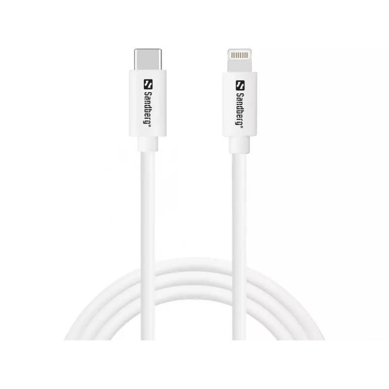 AC Charger Sandberg 20W USB-C +Lightning 1M Fast Charging White