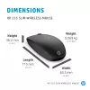 HP 235 Slim Wireless Mouse, Ambidextrous, Optical, RF Wireless, 1600 DPI, Black
