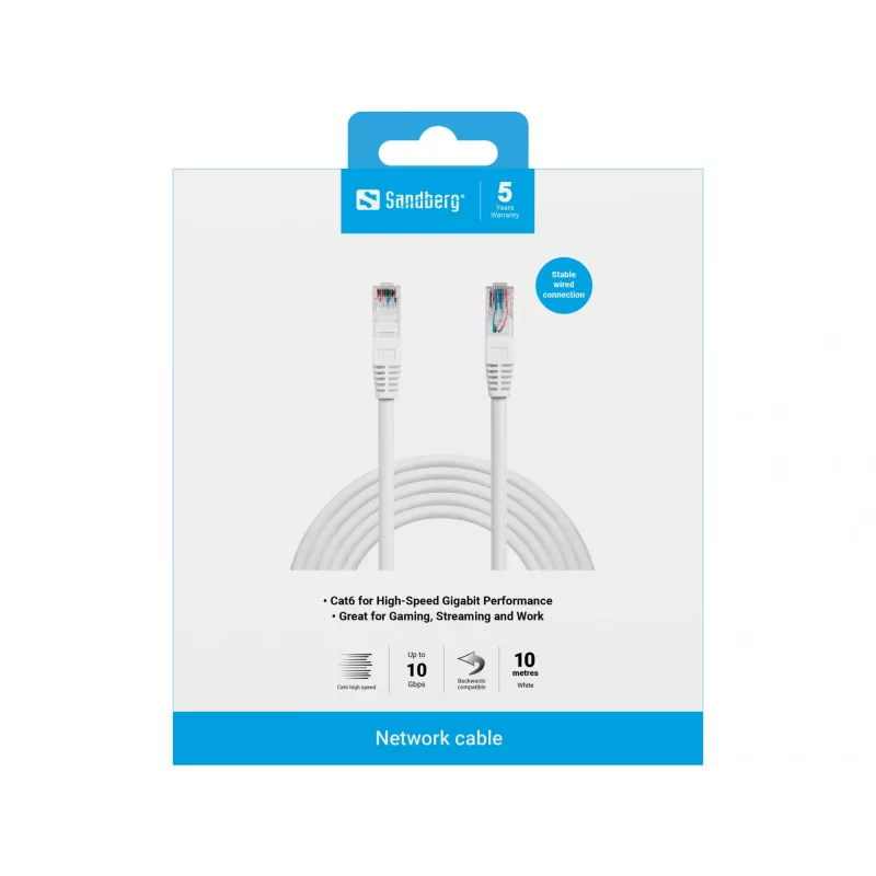 Network Cable Sandberg UTP Cat6 10m RJ-45 White