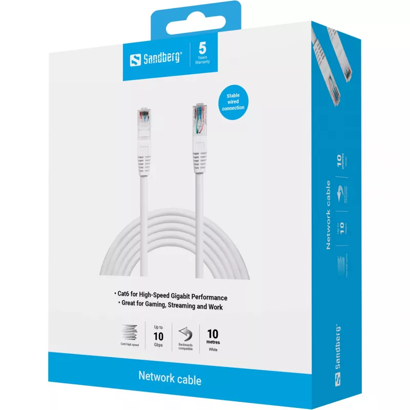 Network Cable Sandberg UTP Cat6 10m RJ-45 White