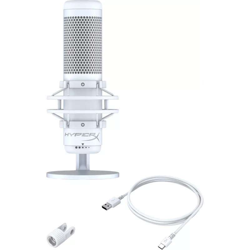 HyperX QuadCast S - USB Microphone (White-Grey) - RGB Lighting
