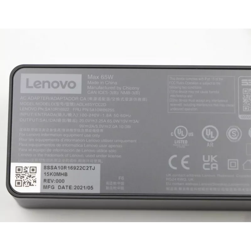 Lenovo 5A10W86255 power adapter/inverter Indoor 65 W Black
