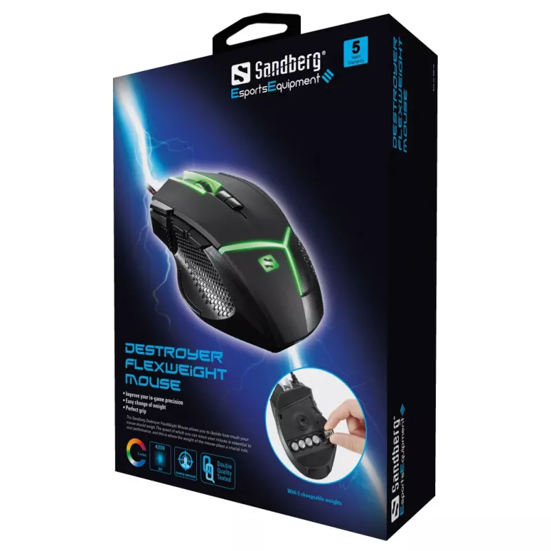 Mouse Sandberg Destroyer FlexWeight USB Type-A