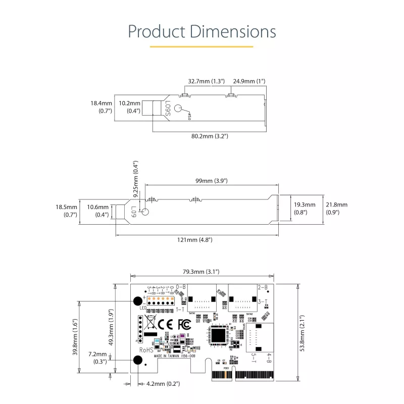 StarTech.com SATA PCIe Card - 6 Port PCIe SATA Expansion Card - 6Gbps - Low/Full Profile - Stacked SATA Connectors - ASM1166 Non-Raid - PCI Express to SATA Converter