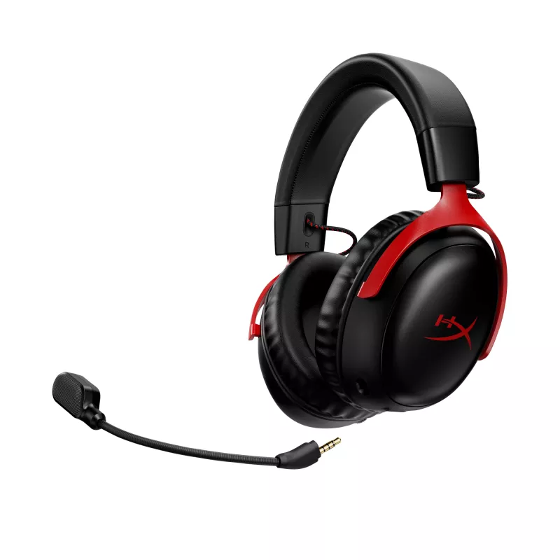 HyperX Cloud III Wireless - Gaming Headset, Black; Red, China, Circumaural, Closed, Active, 155 mm