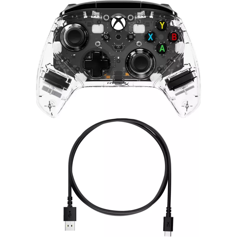 HyperX Clutch Gladiate - Wired Gaming RGB Controller - Xbox, Gamepad, Xbox One, Xbox Series X, Wired, USB, USB Type-A, USB Type-C, Transparent