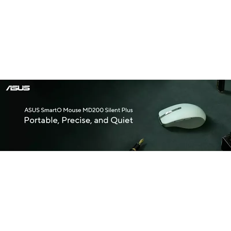 Mouse ASUS SmartO MD200 Silent Plus — Ambidextrous RF Wireless + Bluetooth, Optical 4200 DPI, 6 buttons, green
