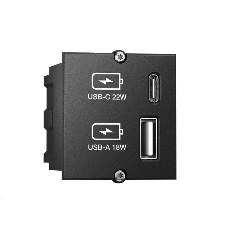 Socket Outlet USB A + USB C Bachmann 917.227 Black IP20 250V
