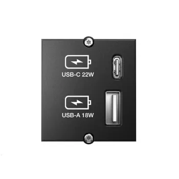Socket Outlet USB A + USB C Bachmann 917.227 Black IP20 250V