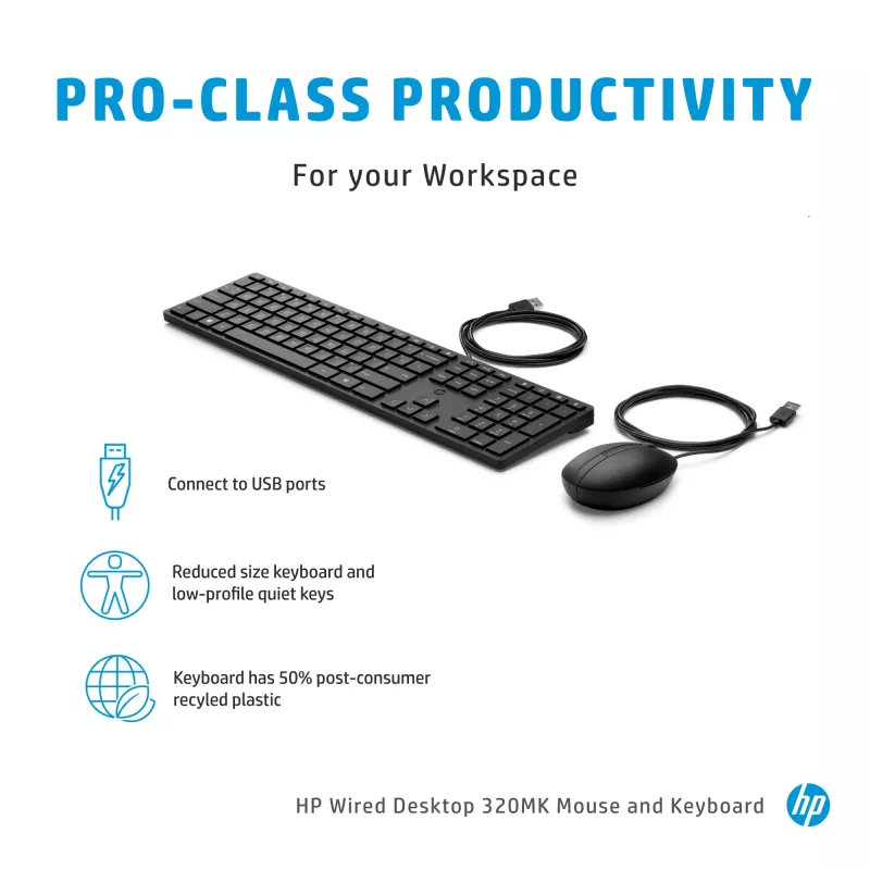 Wired Keyboard and Mouse HP Wired Desktop 320MK